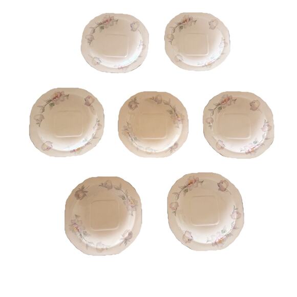 Limoges Other - Vintage 1930s Pink‎ Floral American Limoges Silver Moon Tea/Coffee Saucers 7